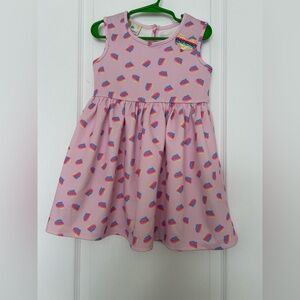 Pink Rainbow Patterned Kids Dress